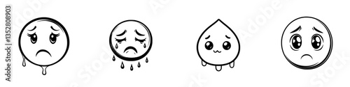 Various expressions of sadness portrayed through cartoon-like emoticons in a simple graphic