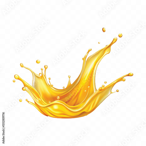 realistic 3d splash of yellow juice or liquid oil isolated on white background