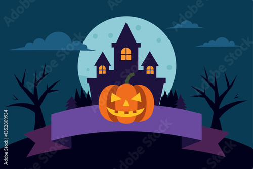 halloween background with pumpkin and bats