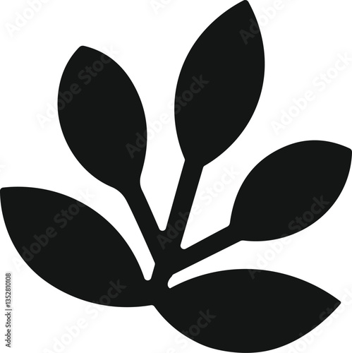 Summer leaf vector silhouette plant, exotic nature set isolated on white background. Jungle illustration