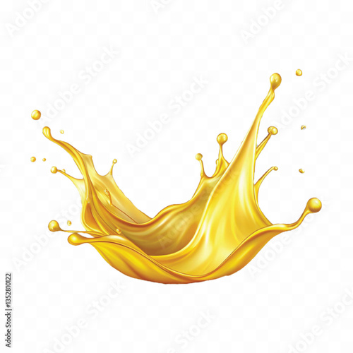 realistic 3d splash of yellow juice or liquid oil isolated on white background