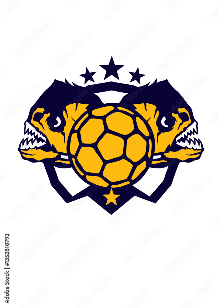 Obraz premium handball piranha logo piranas club dent feroce