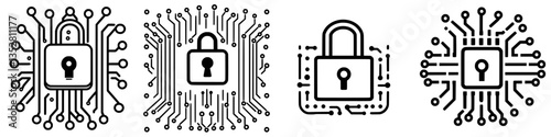 Digital security concepts with locks and circuits illustrating data protection and technology