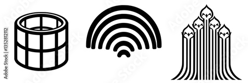 Abstract symbols representing connectivity, unity, and progress in a modern artistic style