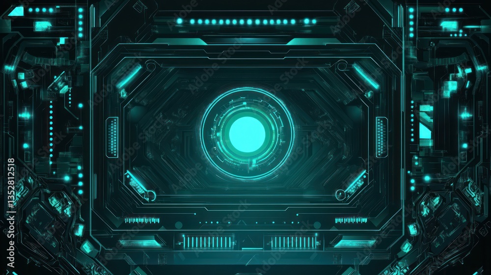 Fototapeta premium Futuristic tech interface, glowing panel, advanced technology, digital display