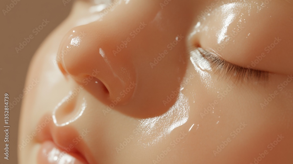 Fototapeta premium A close up portrait of human skin with hydration