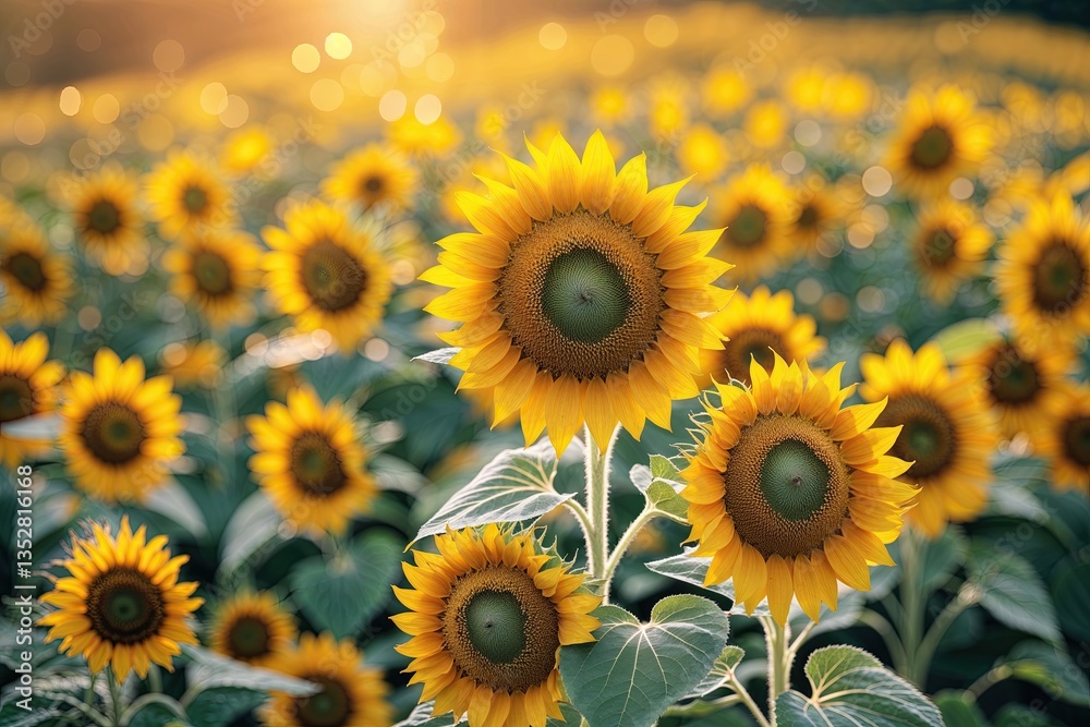 Fototapeta premium Yellow Sunflower Bokeh Background for a Cheerful Summer Day