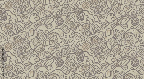 A playful hand-drawn doodle pattern with random shapes.
