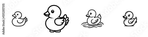 Fun and playful cartoon ducks in various poses enjoying a delightful day at the pond
