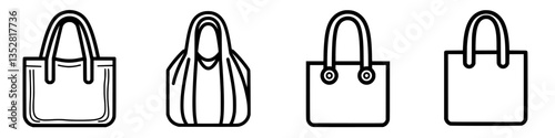 Variety of stylish tote bags showcasing unique designs and shapes in a minimalist style for modern shoppers