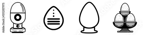 Unique designs of egg-shaped objects displayed in a minimalist style creating an intriguing visual contrast