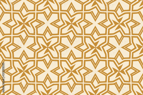 Geometric Pattern, Abstract Golden Stars, Lines Background, Modern Texture, Beige Backdrop