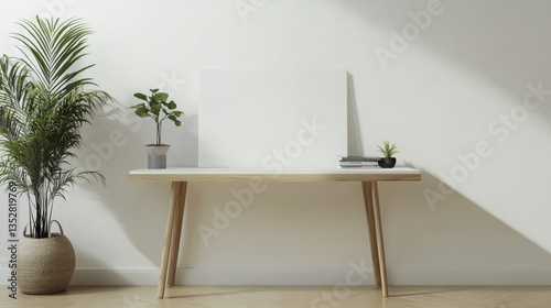 Obraz na płótnie 3D Rendering: The mockup would be rendered in a realistic 3D style, giving the illusion of depth and dimension. Shadows and reflections are used to make it look lifelike.
w salonie