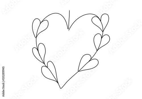 Romanic frame, one line drawing vector illustration.