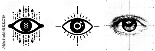 Unique modern eye designs showcasing different artistic interpretations of vision and perception