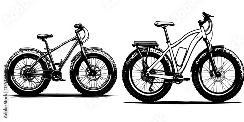 Comparison of two different styles of fat tire bikes highlighting their unique designs and features outdoors