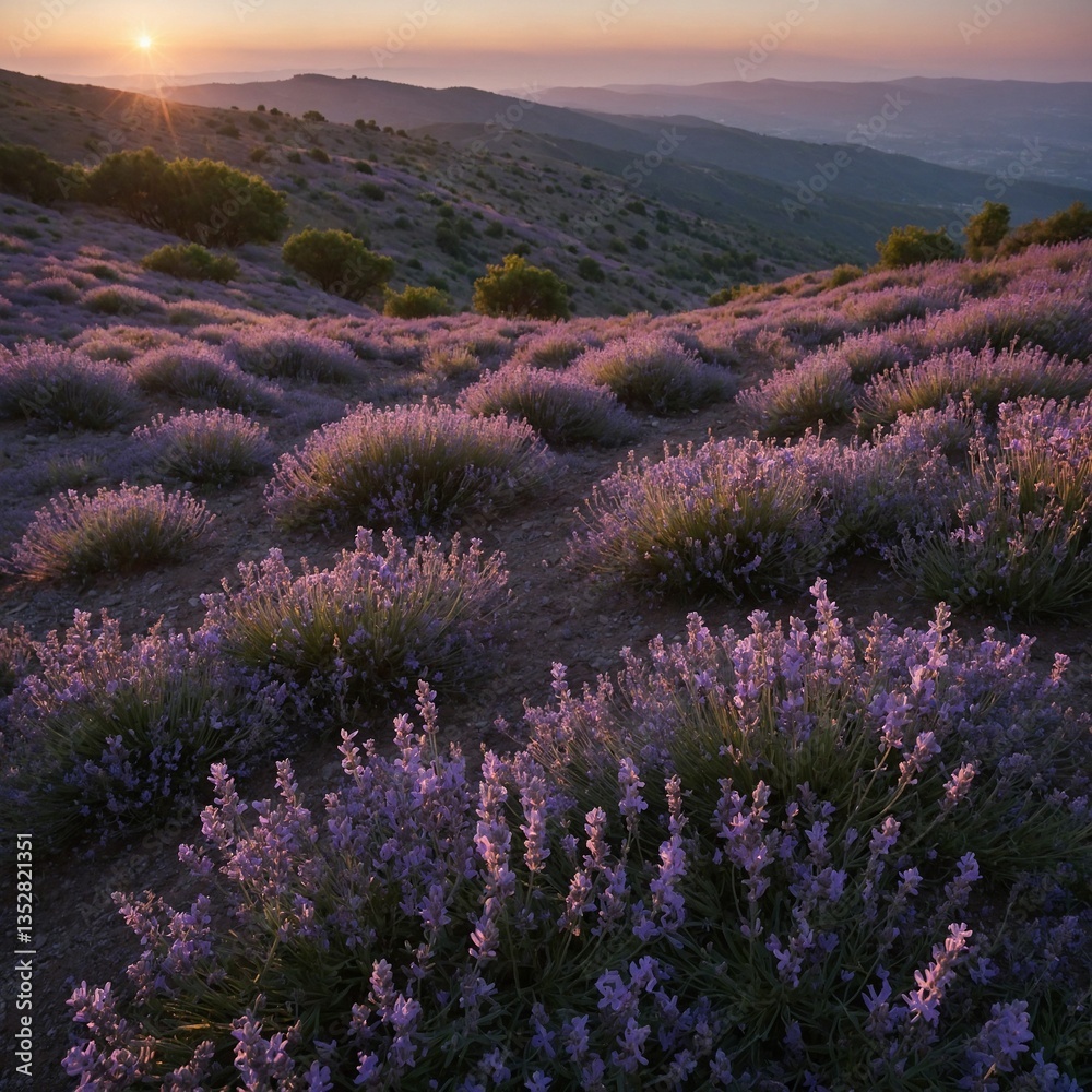 Obraz premium lavender field at sunset