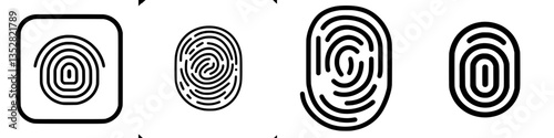 Intricate designs of fingerprint patterns varying in shape and style displayed against a simple background