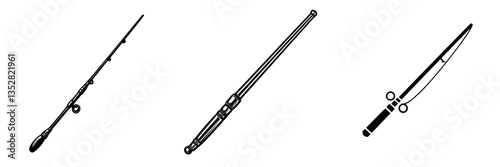 Various fishing rods showcasing different styles and functions used for different fishing techniques outdoors