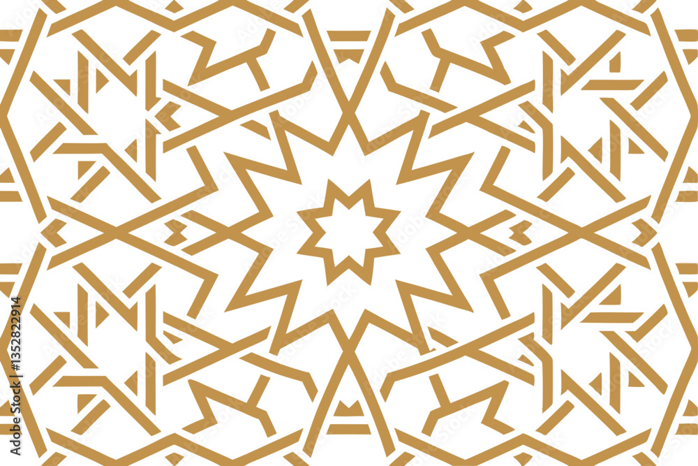 Seamless Pattern of Abstract Golden Geometric Shapes Isolated on a White Background Seamless Pattern of Abstract Golden Geometric Shapes Isolated on a White Background