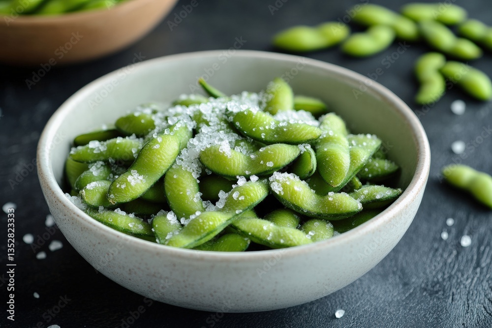 Delicious edamame beans with sea salt perfect for snacking Generative AI Delicious edamame beans with sea salt perfect for snacking Generative AI