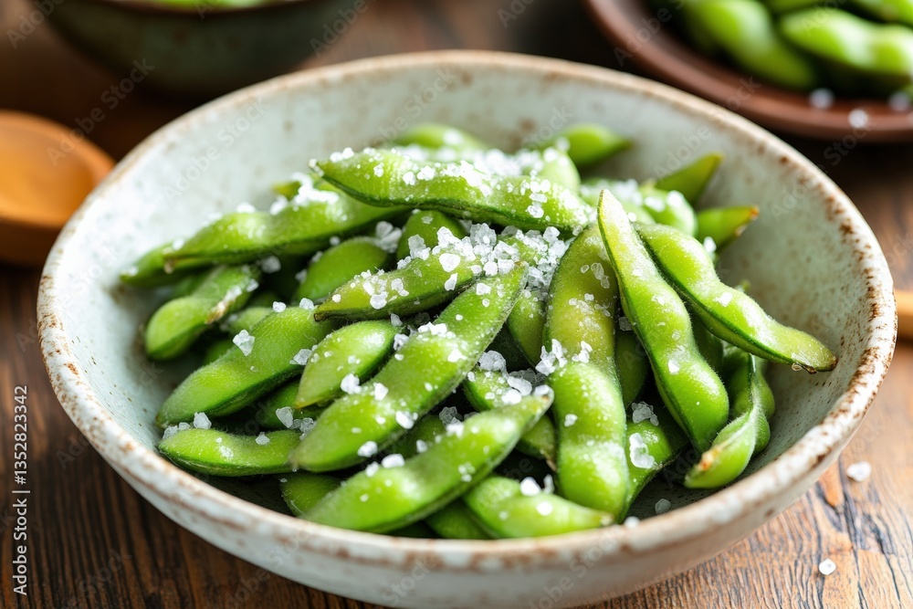 Savoring fresh edamame beans with a sprinkle of sea salt in a cozy setting Generative AI Savoring fresh edamame beans with a sprinkle of sea salt in a cozy setting Generative AI