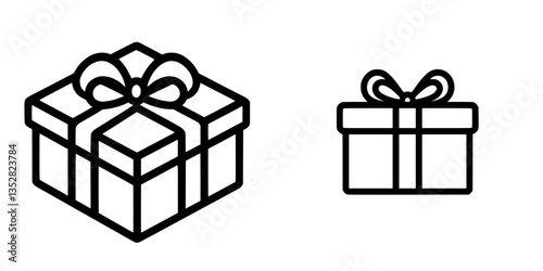 Two gift boxes with ribbons displayed side by side on a plain background, highlighting different sizes and designs