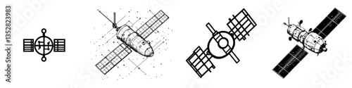 Various spacecraft designs showcasing different models and characteristics in outer space