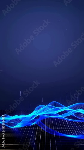 abstract music wave technology background featuring glowing, dynamic geometric line patterns