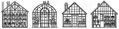 Various styles of greenhouses showcasing diverse plants for gardening enthusiasts