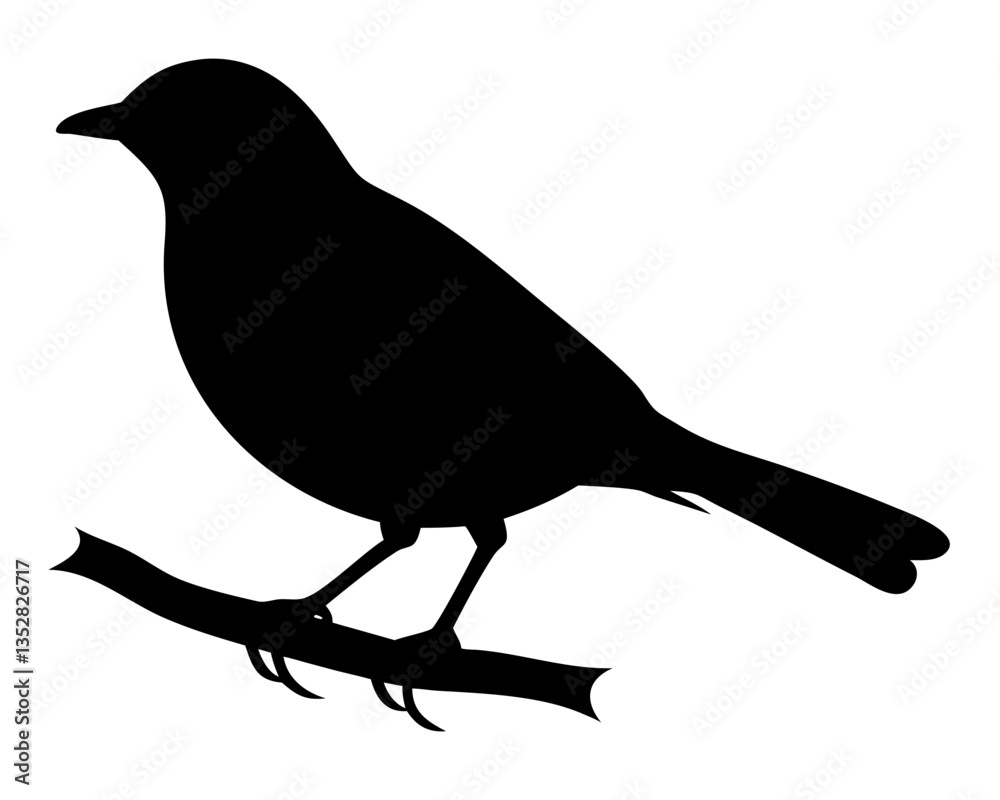 Obraz premium Bird Silhouette: A minimalist silhouette of a bird perched gracefully on a branch, symbolizing freedom and natural beauty. AI Generative