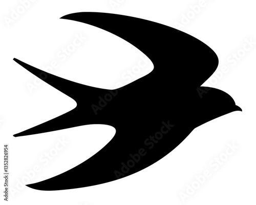 Swift Silhouette: Capturing the elegance and agility of a swift in mid-flight, a striking silhouette of a bird against a simplified background, perfect for representing speed, freedom, and nature. AI 
