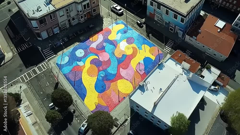 Vibrant Abstract Mural in San Francisco Neighborhood