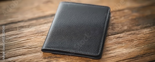 Black leather passport holder with smooth texture shot in high-definition