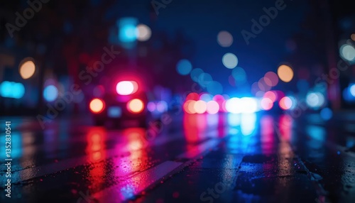 Wallpaper Mural Blurred background of police flashing lights at the crime scene Torontodigital.ca