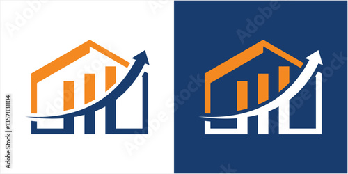 house home vector logo design template with financial investment chart graphic design illustration. icon, symbol, creative