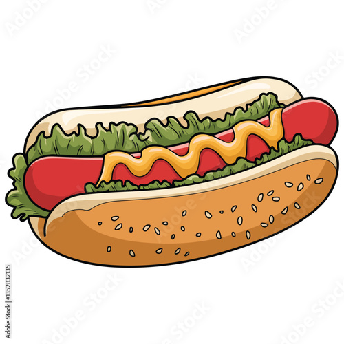 Grilled hot dog icon vector illustration