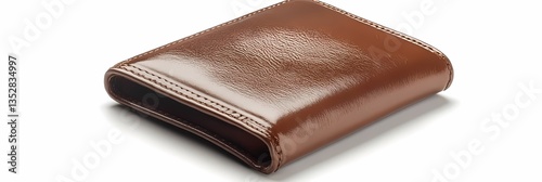Classic brown leather wallet with smooth finish on solid white background