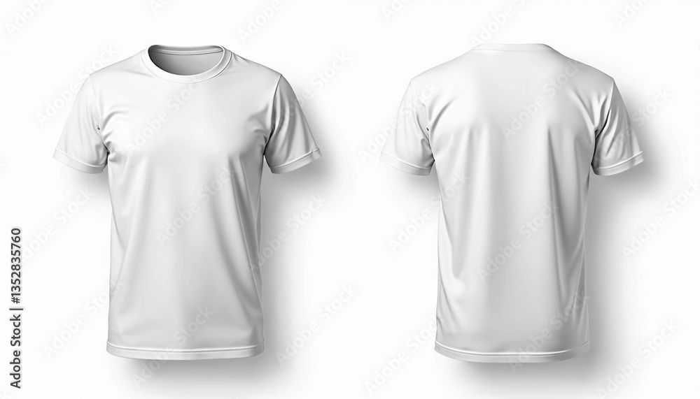 Blank white t-shirt mockup template front back view. Design print presentation concept for branding advertising. Apparel fashion, casual wear for artwork, graphics. Perfect for logo, design Blank white t-shirt mockup template front back view. Design print presentation concept for branding advertising. Apparel fashion, casual wear for artwork, graphics. Perfect for logo, design