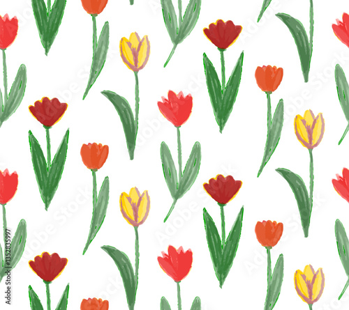 seamless background with tulips