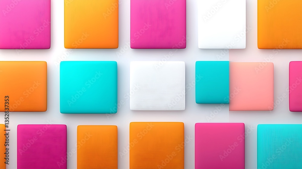 Colorful square tiled texture with vibrant hues; arranged with precision on surface Colorful square tiled texture with vibrant hues; arranged with precision on surface