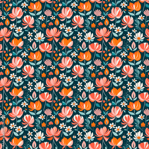 Wallpaper Mural Modern spring floral curtain pattern Torontodigital.ca