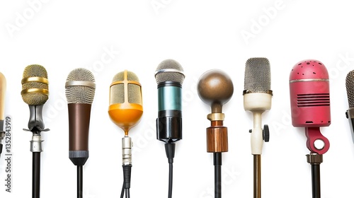 Microphones lineup for audio recording or stage event