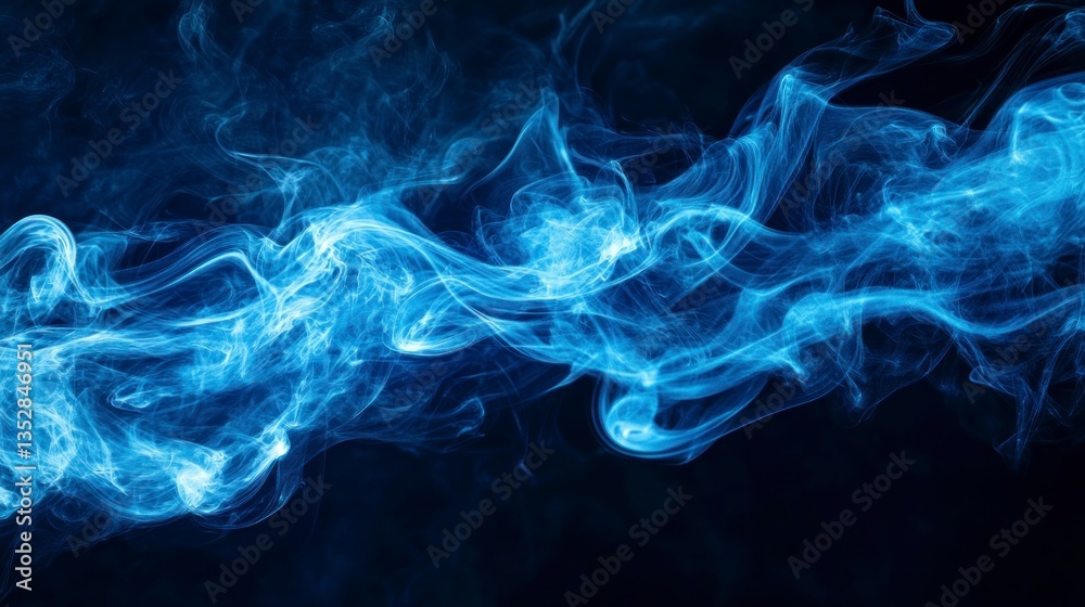 Elegant Blue Smoke Flowing on Dark Background Creates Abstract Art Elegant Blue Smoke Flowing on Dark Background Creates Abstract Art