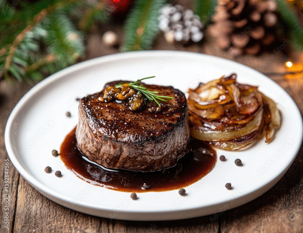 Perfectly seared steak with caramelized onions Perfectly seared steak with caramelized onions