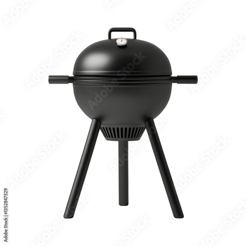 Contemporary mini bbq grill portable front view, isolated against a transparent background
