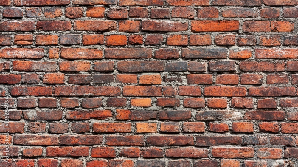 Fototapeta premium Old Brick Wall Texture with Red and Brown Bricks Background