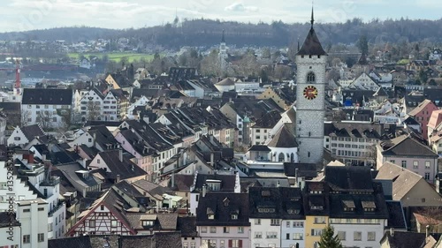 Schaffhausen, Switzerland: Historic city centre of the Swiss city of Schaffhausen, view from thr Munot fortress