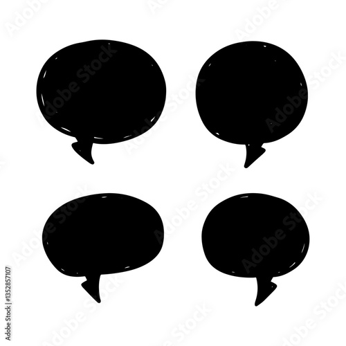 Set of speech bubbles or chat bubbles doodles hand drawn