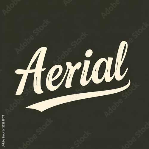 Aerial Script Alphabet; A Calligraphy or Script Font with Graphic Incised Lines and a Set of Five Swash Embellishments. This Cursive Lettering is Ideal for Vintage Collegiate or Retro Logo Branding.